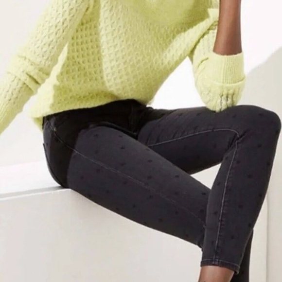 LOFT Faded Black Polka Dot Skinny Jeans - Picture 2 of 7